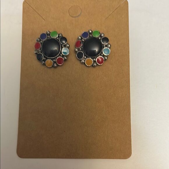 Multicolor Gemstone Stud Earrings - Picture 1 of 4
